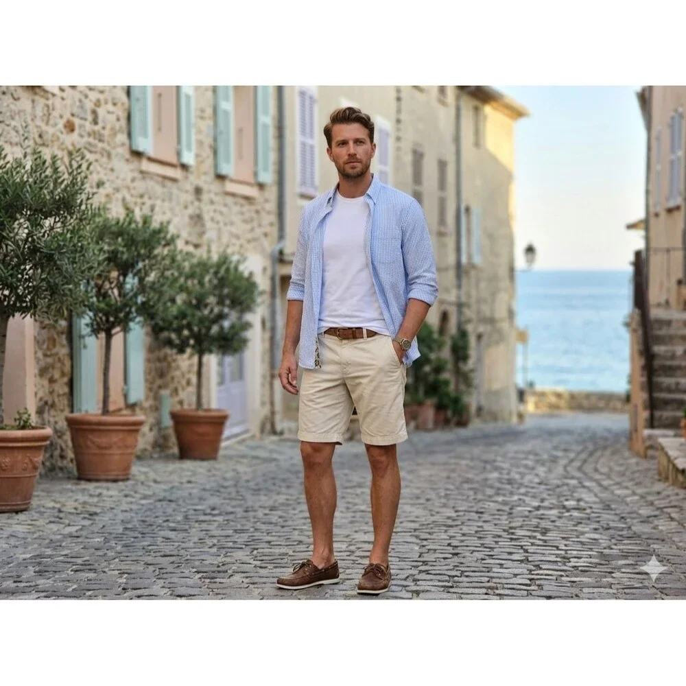 J.Crew Men's Chino Shorts Size 34 Beige Tan 100% Cotton Casual Summer